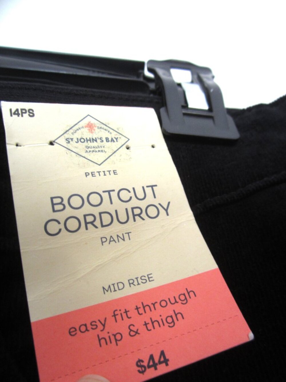 St. John's Bay Size 14P Short 14PS NEW Black Corduroy Pants Jeans Tummy Control - Picture 5 of 12